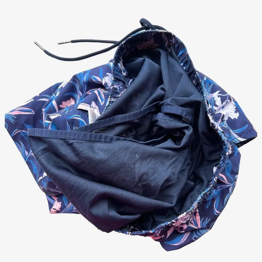 Coast Clothing 1996 Mens Swim Trunks Board Shorts Navy Pink Floral Pocket Sm